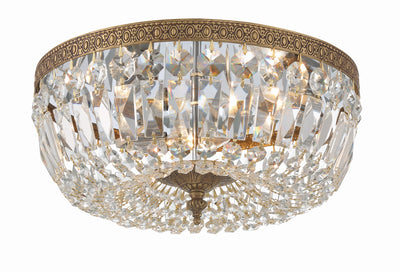 Crystorama 3 Light Spectra Crystal Olde Brass Flush Mount Semi Flush Crystorama