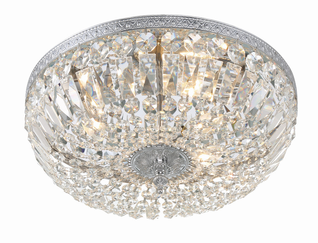 Crystorama 3 Light Swarovski Strass Crystal Polished Chrome Flush Mount Semi Flush Crystorama