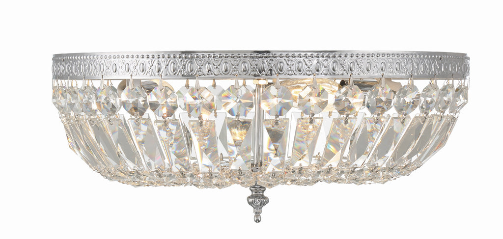 Crystorama 3 Light Swarovski Strass Crystal Polished Chrome Flush Mount Semi Flush Crystorama