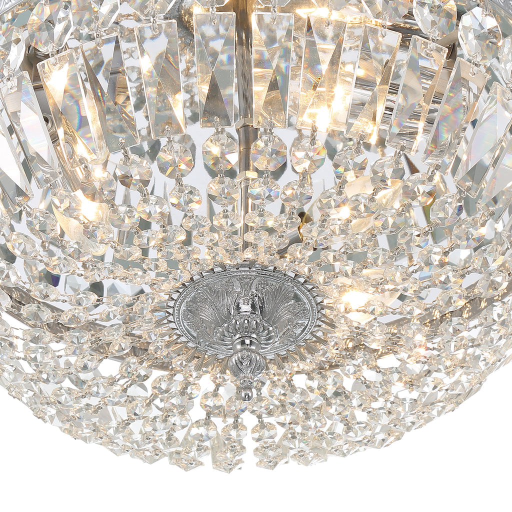 Crystorama 3 Light Swarovski Strass Crystal Polished Chrome Flush Mount Semi Flush Crystorama