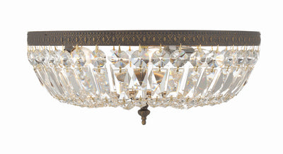 Crystorama 3 Light Clear Hand Cut English Bronze Flush Mount Semi Flush Crystorama