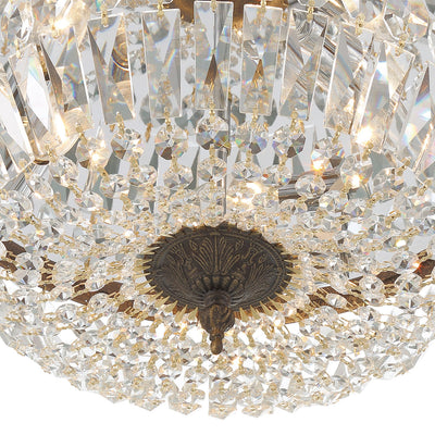 Crystorama 3 Light Clear Hand Cut English Bronze Flush Mount Semi Flush Crystorama