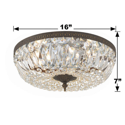 Crystorama 3 Light Clear Hand Cut English Bronze Flush Mount Semi Flush Crystorama