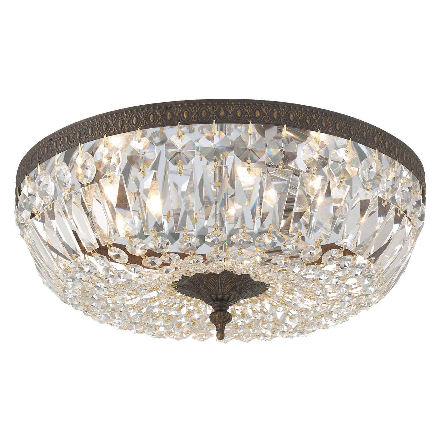 Crystorama 3 Light Spectra Crystal English Bronze Flush Mount Semi Flush Crystorama