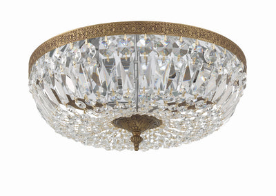 Crystorama 3 Light Swarovski Strass Crystal Olde Brass Flush Mount Semi Flush Crystorama