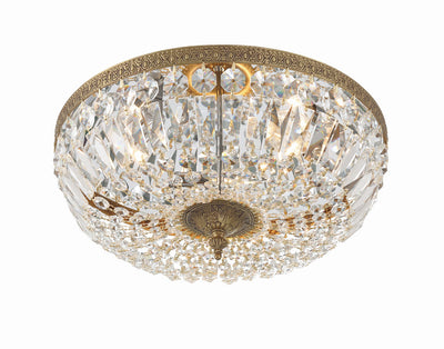 Crystorama 3 Light Spectra Crystal Olde Brass Flush Mount Semi Flush Crystorama