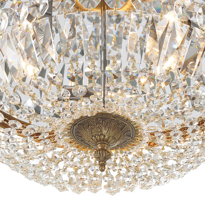 Crystorama 3 Light Swarovski Strass Crystal Olde Brass Flush Mount Semi Flush Crystorama