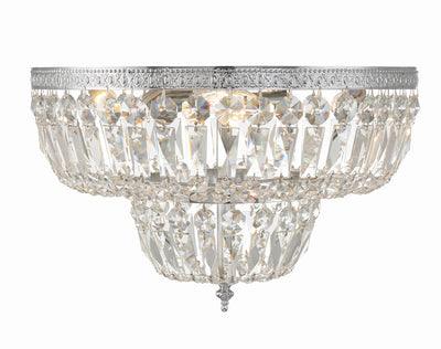 Crystorama 4 Light Clear Hand Cut Polished Chrome Flush Mount Semi Flush Crystorama