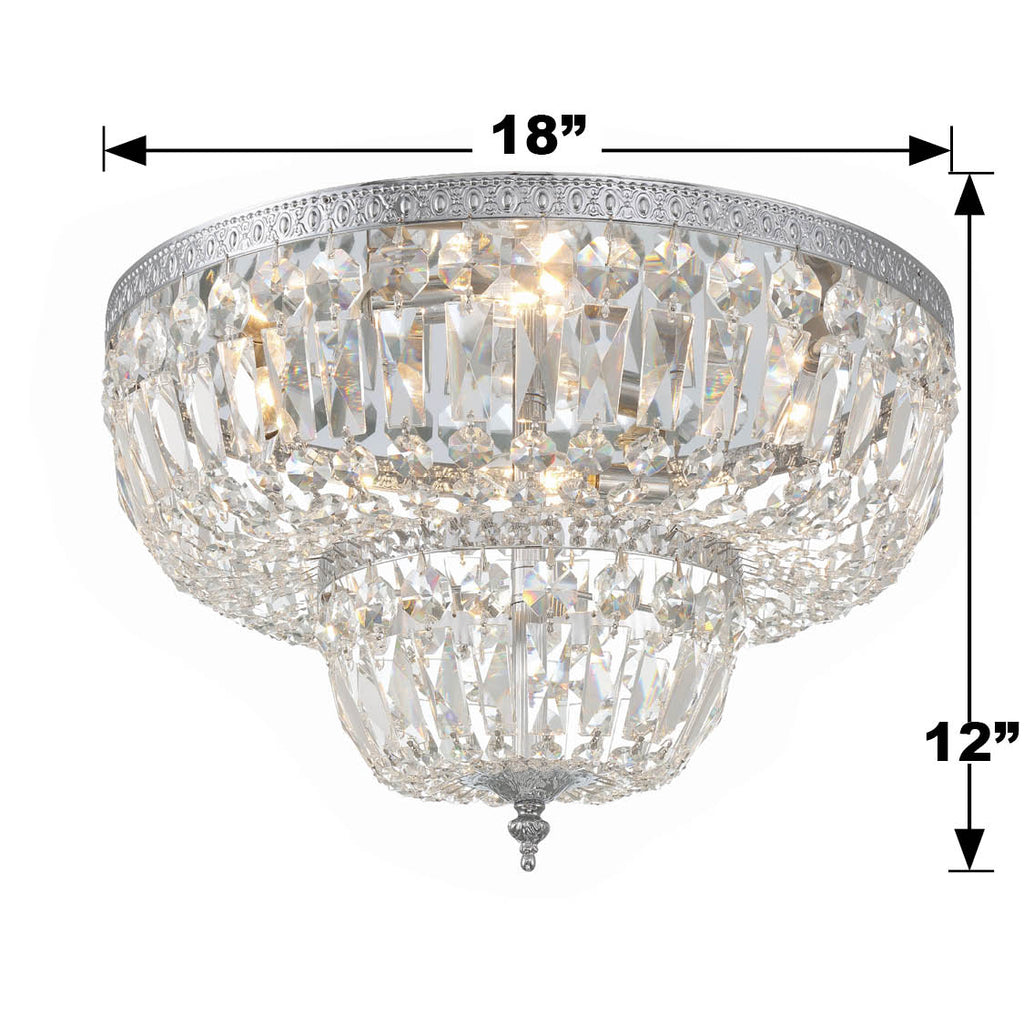 Crystorama 4 Light Swarovski Strass Crystal Polished Chrome Flush Mount Semi Flush Crystorama