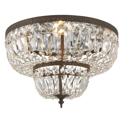 Crystorama 4 Light Clear Hand Cut English Bronze Flush Mount Semi Flush Crystorama