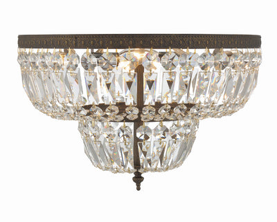 Crystorama 4 Light Clear Hand Cut English Bronze Flush Mount Semi Flush Crystorama