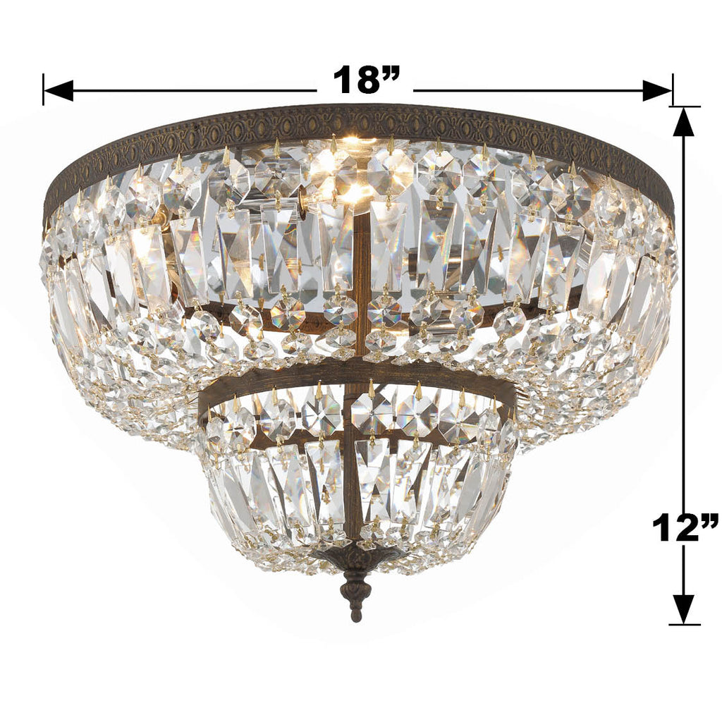 Crystorama 4 Light Clear Hand Cut English Bronze Flush Mount Semi Flush Crystorama