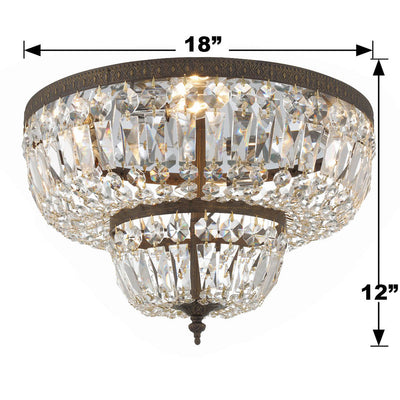 Crystorama 4 Light Clear Hand Cut English Bronze Flush Mount Semi Flush Crystorama