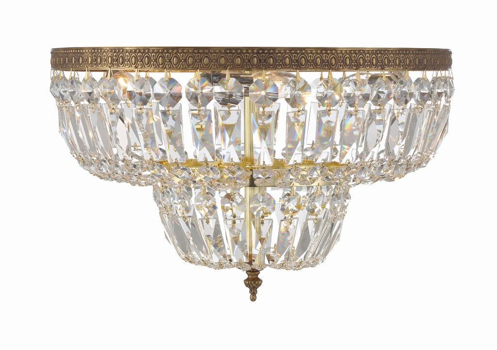 Crystorama 4 Light Clear Hand Cut Olde Brass Flush Mount Semi Flush Crystorama