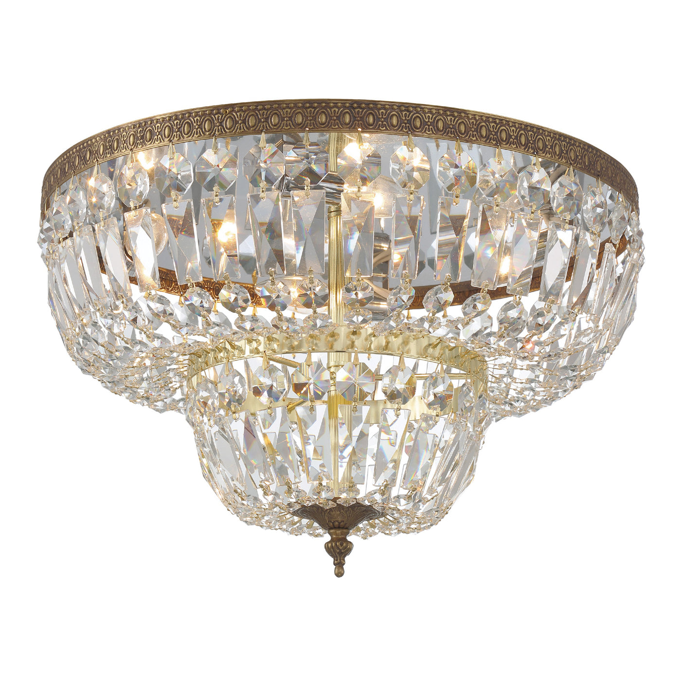 Crystorama 4 Light Spectra Crystal Olde Brass Flush Mount Semi Flush Crystorama