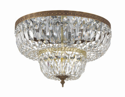 Crystorama 4 Light Swarovski Strass Crystal Olde Brass Flush Mount Semi Flush Crystorama