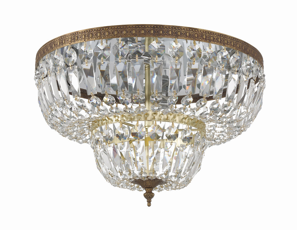 Crystorama 4 Light Spectra Crystal Olde Brass Flush Mount Semi Flush Crystorama