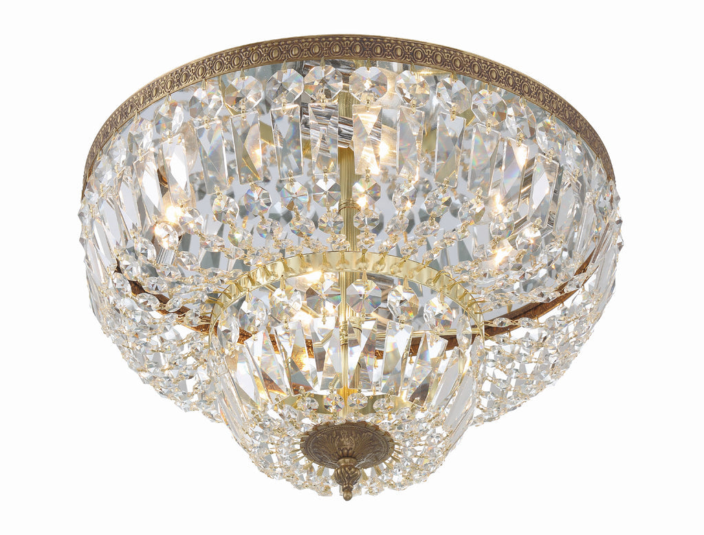 Crystorama 4 Light Swarovski Strass Crystal Olde Brass Flush Mount Semi Flush Crystorama