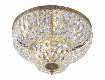 Crystorama 4 Light Swarovski Strass Crystal Olde Brass Flush Mount Semi Flush Crystorama