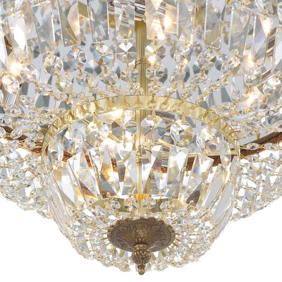 Crystorama 4 Light Swarovski Strass Crystal Olde Brass Flush Mount Semi Flush Crystorama