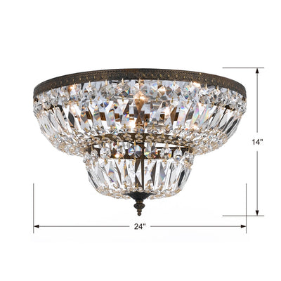 Crystorama 6 Light Clear Hand Cut Brass English Bronze Flush Mount Semi Flush Crystorama