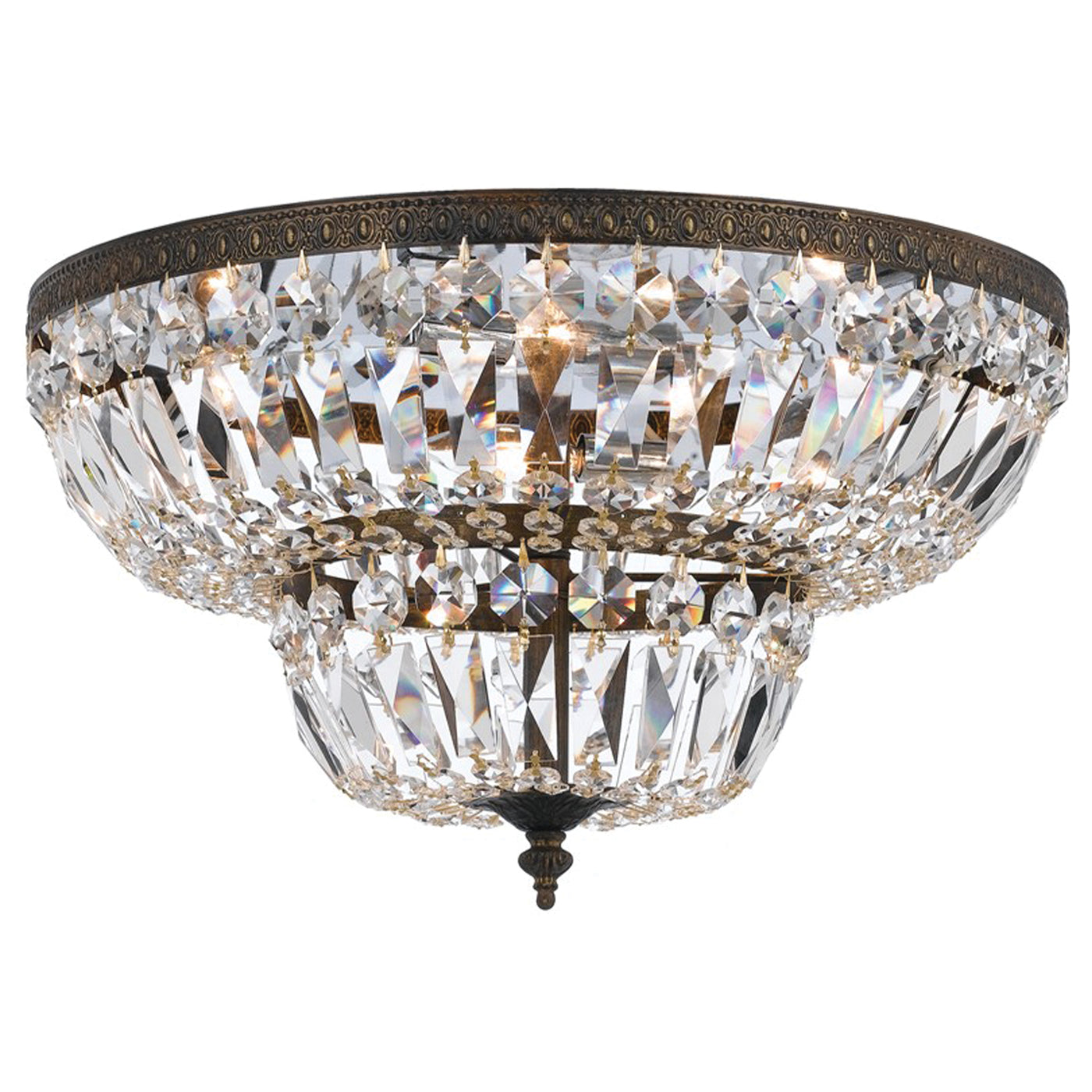 Crystorama 6 Light Spectra Crystal English Bronze Flush Mount Semi Flush Crystorama