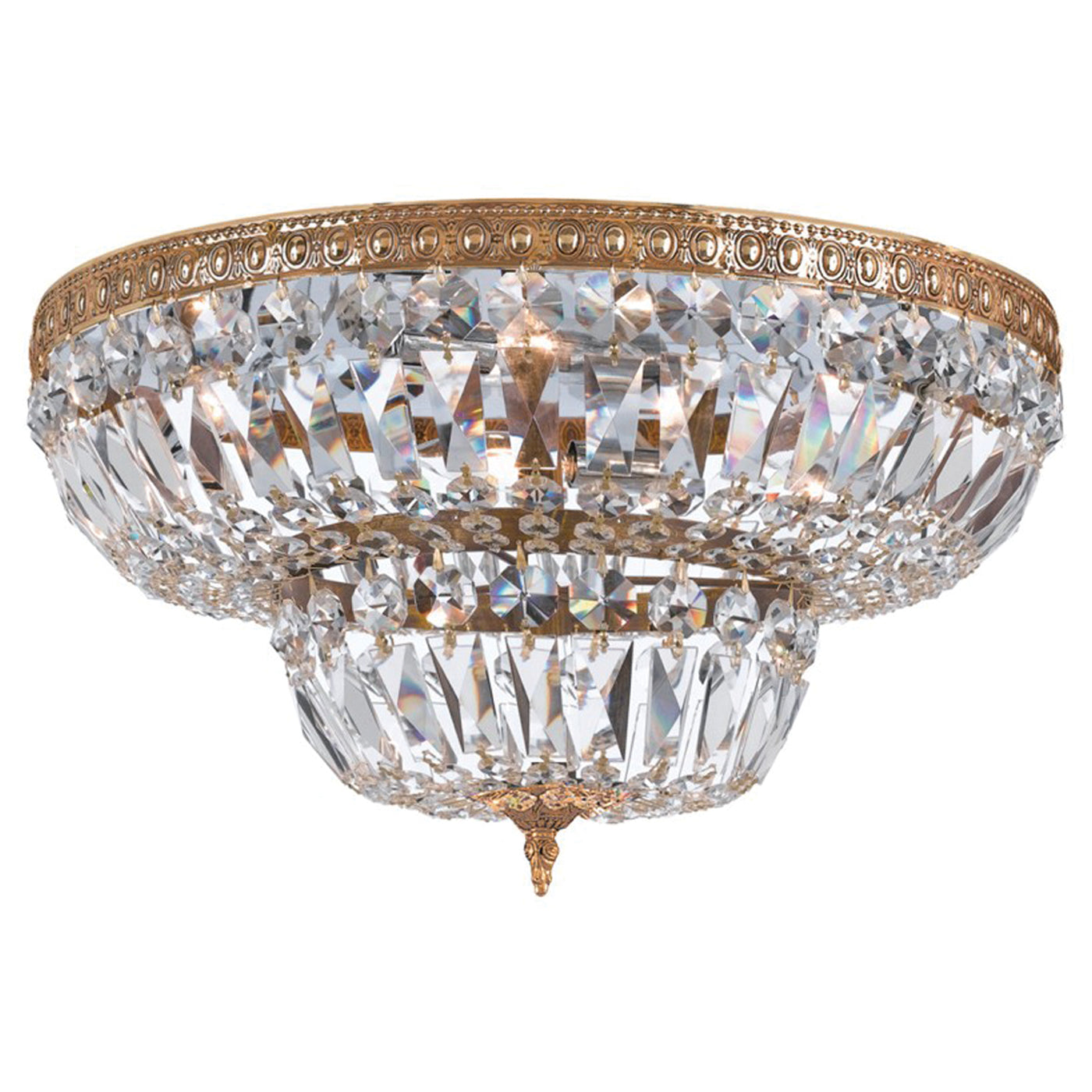 Crystorama 6 Light Spectra Crystal Olde Brass Flush Mount Semi Flush Crystorama