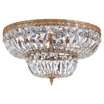 Crystorama 6 Light Spectra Crystal Olde Brass Flush Mount Semi Flush Crystorama