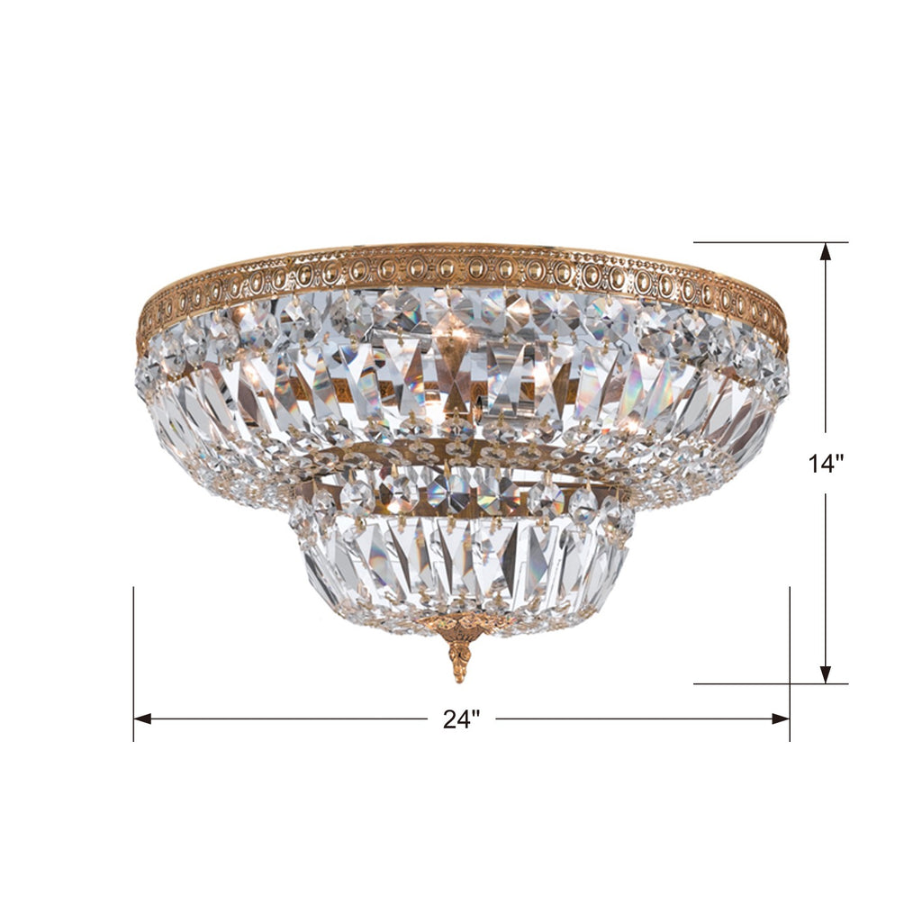 Crystorama 6 Light Spectra Crystal Olde Brass Flush Mount Semi Flush Crystorama