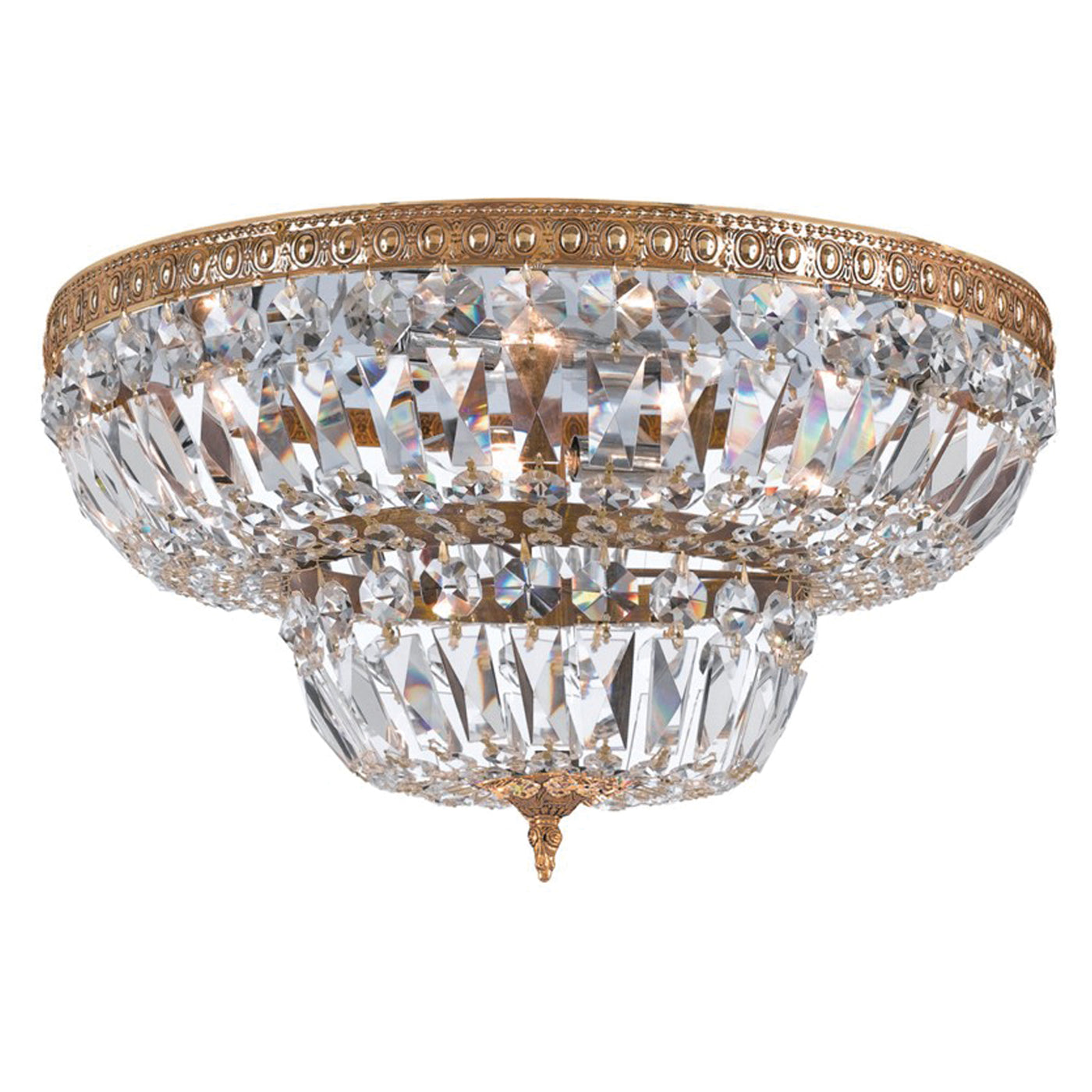 Crystorama 8 Light Spectra Crystal Olde Brass Flush Mount Semi Flush Crystorama