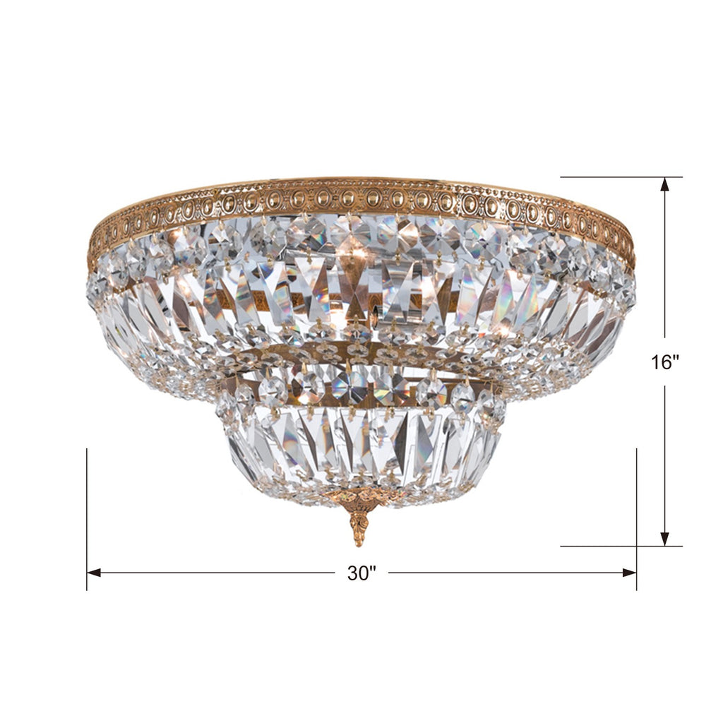 Crystorama 8 Light Spectra Crystal Olde Brass Flush Mount Semi Flush Crystorama