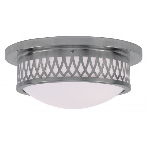 2 Light Brushed Nickel Ceiling Mount Flush Mount Livex