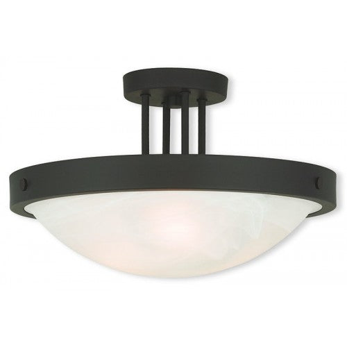 3 Light Bronze Ceiling Mount Semi Flush Livex