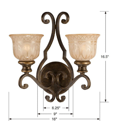 Norwalk 2 Light Bronze Umber Sconce Wall Sconce Crystorama