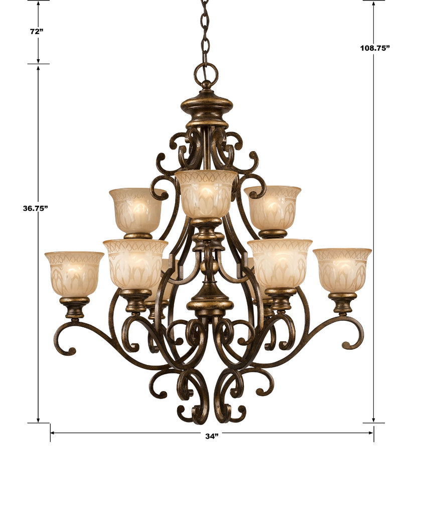 Norwalk 9 Light Bronze Umber Chandelier Chandelier Crystorama