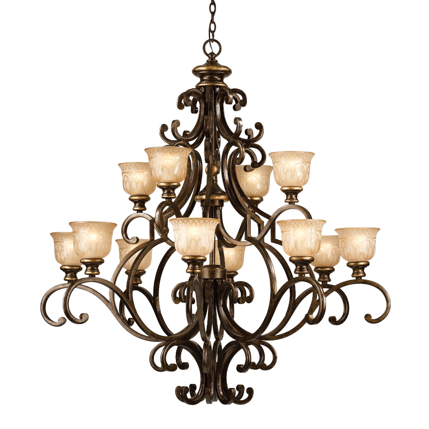 Norwalk 12 Light Bronze Umber Chandelier Chandelier Crystorama