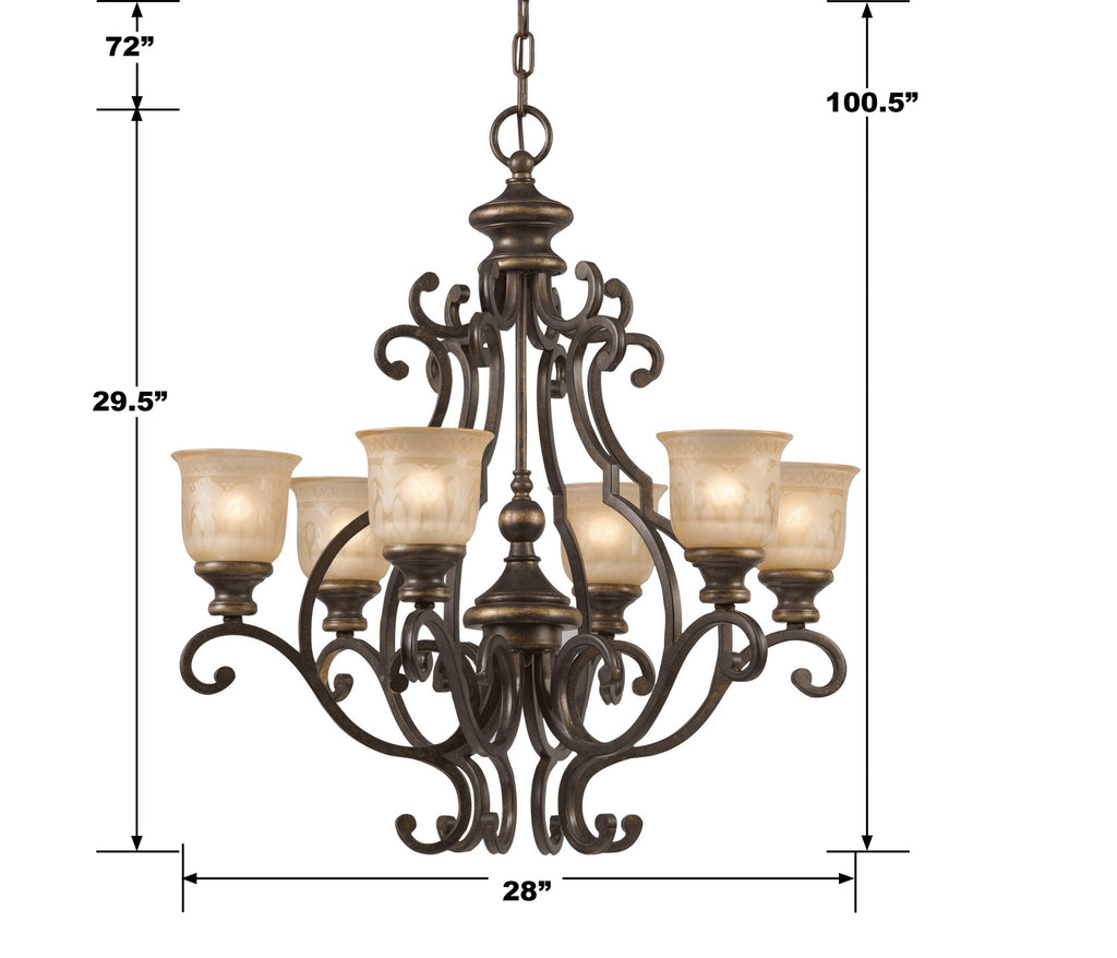 Norwalk 6 Light Bronze Umber Chandelier Chandelier Crystorama