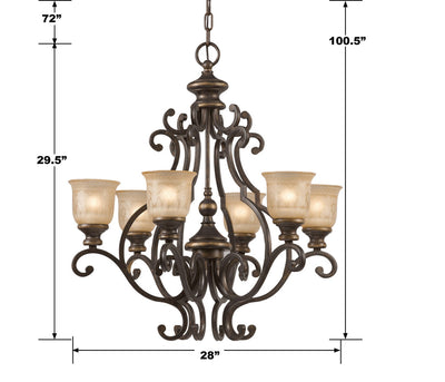 Norwalk 6 Light Bronze Umber Chandelier Chandelier Crystorama