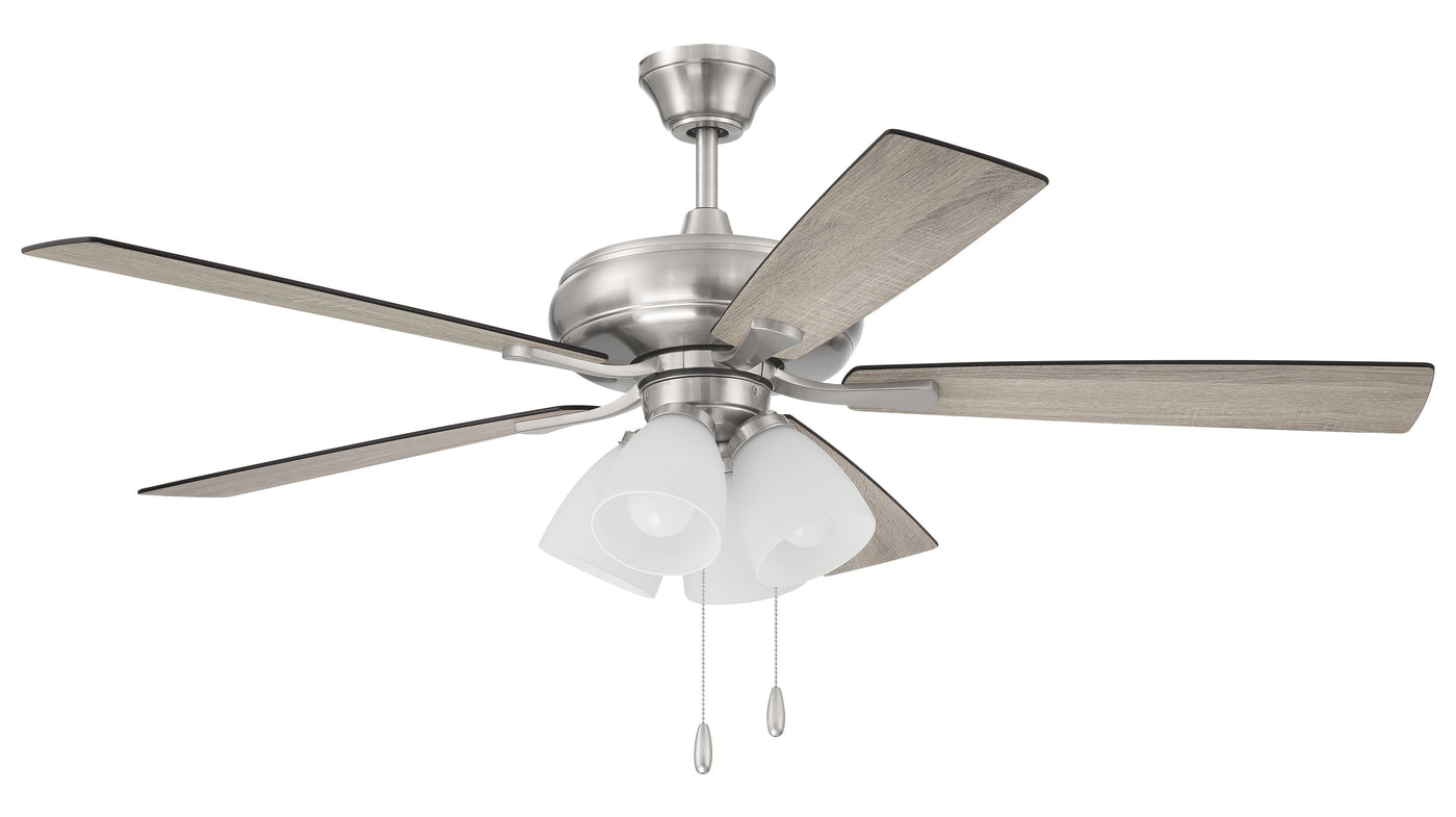 52" Eos Frost 4 Light in Brushed Polished Nickel w/ Driftwood/Walnut Blades Ceiling Fan CRAFTMADE