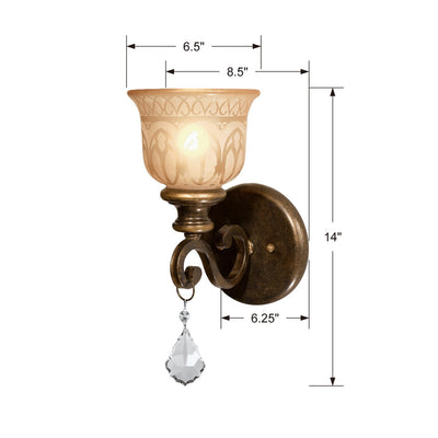 Norwalk 1 Light Clear Crystal Bronze Umber Sconce Wall Sconce Crystorama