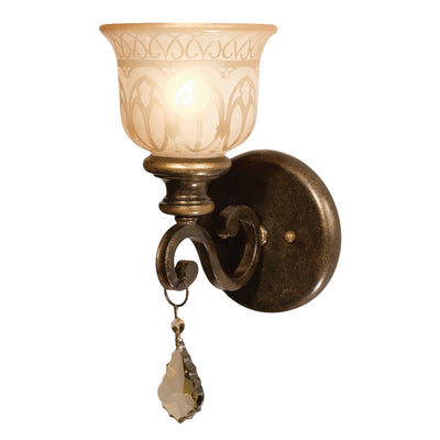 Norwalk 1 Light Golden Teak Hand Cut Crystal Bronze Umber Sconce Wall Sconce Crystorama