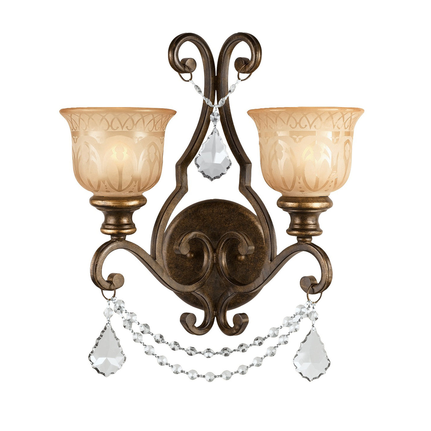 Norwalk 2 Light Clear Crystal Bronze Umber Sconce Wall Sconce Crystorama