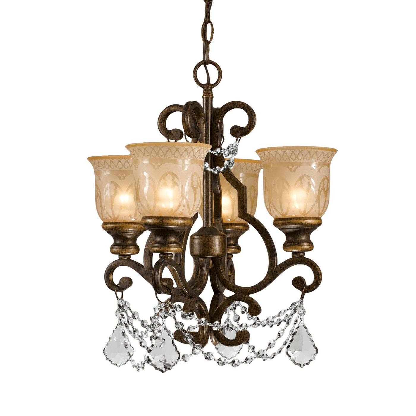 Norwalk 4 Light Clear Crystal Bronze Umber Mini Chandelier Chandelier Crystorama