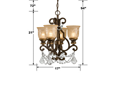 Norwalk 4 Light Clear Crystal Bronze Umber Mini Chandelier Chandelier Crystorama