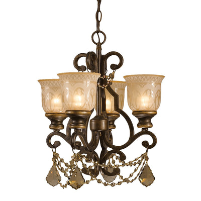 Norwalk 4 Light Golden Teak Swarovski Strass Crystal Bronze Umber Mini Chandelier Chandelier Crystorama