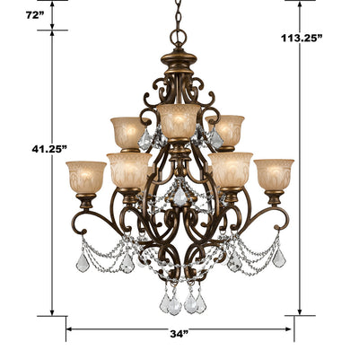 Norwalk 9 Light Spectra Crystal Bronze Umber Chandelier Chandelier Crystorama