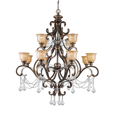 Norwalk 12 Light Clear Italian Crystal Bronze Umber Chandelier Chandelier Crystorama