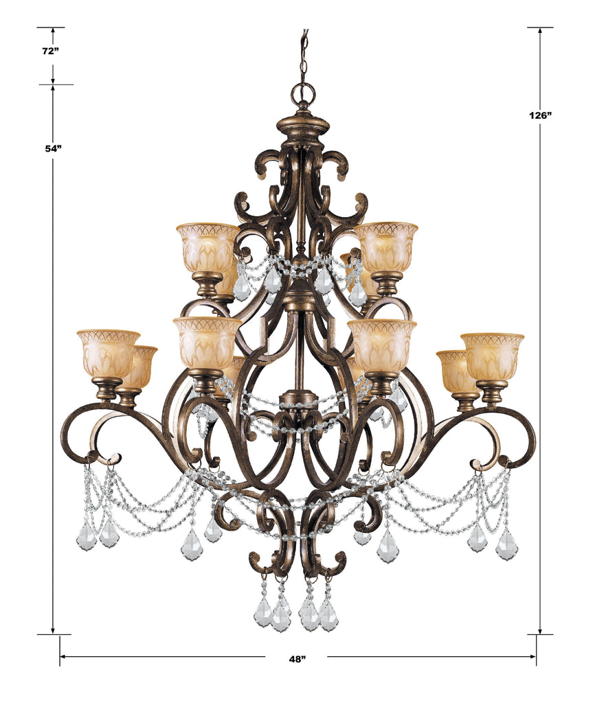 Norwalk 12 Light Clear Italian Crystal Bronze Umber Chandelier Chandelier Crystorama