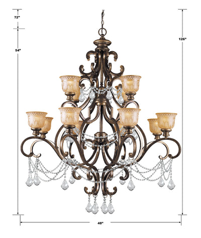 Norwalk 12 Light Clear Italian Crystal Bronze Umber Chandelier Chandelier Crystorama