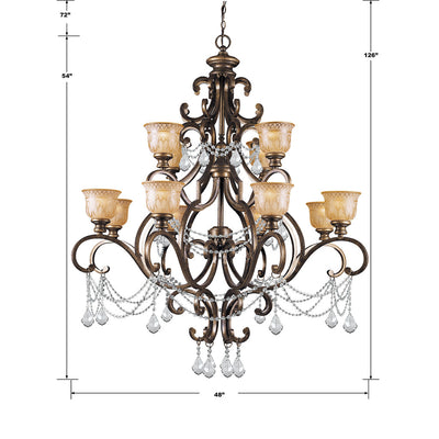 Norwalk 12 Light Spectra Crystal Bronze Umber Chandelier Chandelier Crystorama